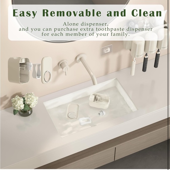 Tooth Brush🪥Holder for Bathroom 2 Cups and Toothpaste Dispenser - Picture 3 of 9